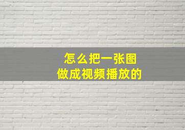 怎么把一张图做成视频播放的