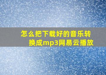 怎么把下载好的音乐转换成mp3网易云播放