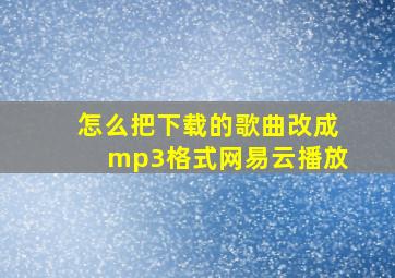 怎么把下载的歌曲改成mp3格式网易云播放