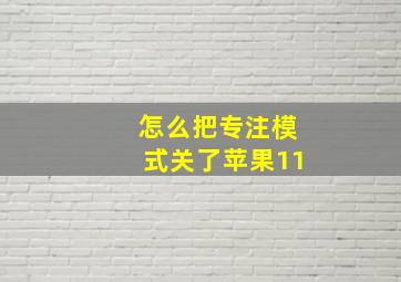 怎么把专注模式关了苹果11