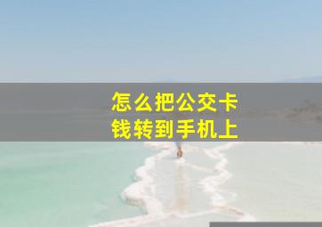 怎么把公交卡钱转到手机上