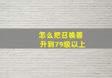 怎么把召唤兽升到79级以上