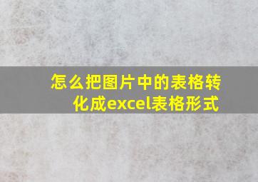 怎么把图片中的表格转化成excel表格形式