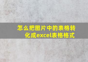 怎么把图片中的表格转化成excel表格格式