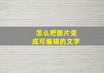 怎么把图片变成可编辑的文字