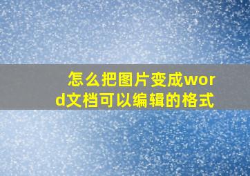 怎么把图片变成word文档可以编辑的格式