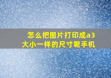 怎么把图片打印成a3大小一样的尺寸呢手机