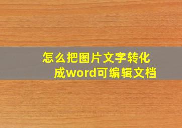 怎么把图片文字转化成word可编辑文档