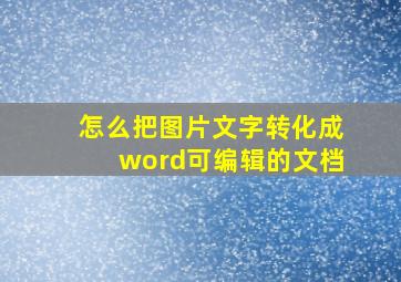 怎么把图片文字转化成word可编辑的文档