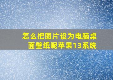 怎么把图片设为电脑桌面壁纸呢苹果13系统