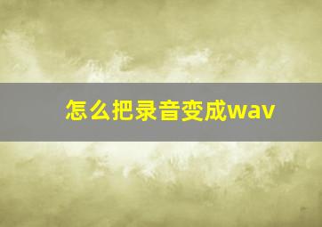 怎么把录音变成wav