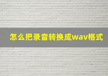 怎么把录音转换成wav格式