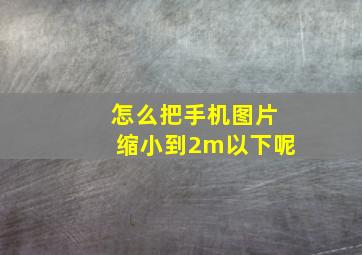 怎么把手机图片缩小到2m以下呢