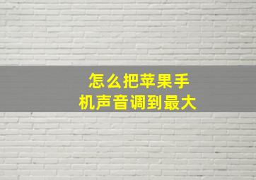 怎么把苹果手机声音调到最大