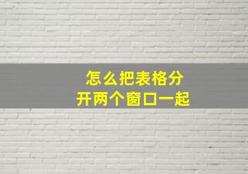 怎么把表格分开两个窗口一起