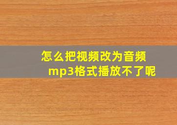 怎么把视频改为音频mp3格式播放不了呢