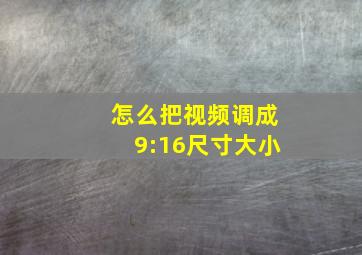 怎么把视频调成9:16尺寸大小