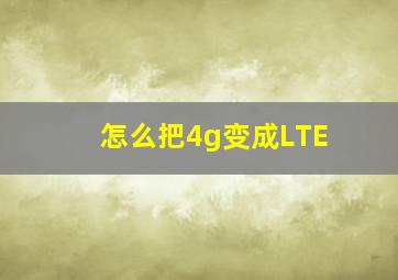 怎么把4g变成LTE