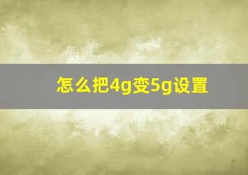 怎么把4g变5g设置