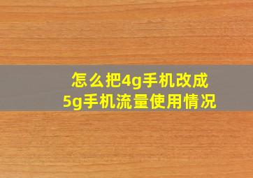 怎么把4g手机改成5g手机流量使用情况