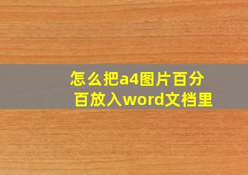 怎么把a4图片百分百放入word文档里