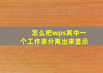 怎么把wps其中一个工作表分离出来显示