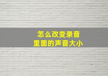 怎么改变录音里面的声音大小