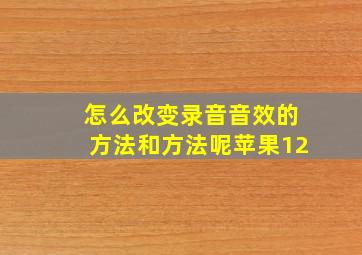 怎么改变录音音效的方法和方法呢苹果12