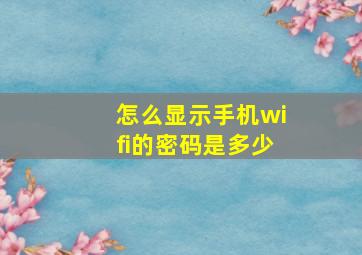 怎么显示手机wifi的密码是多少