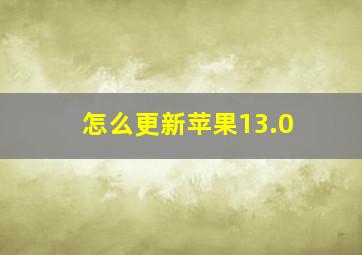 怎么更新苹果13.0