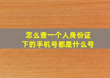 怎么查一个人身份证下的手机号都是什么号