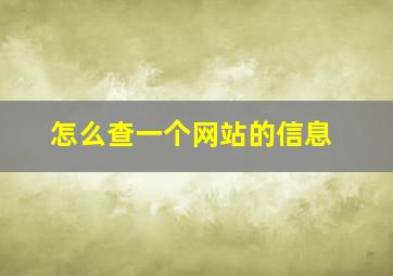 怎么查一个网站的信息