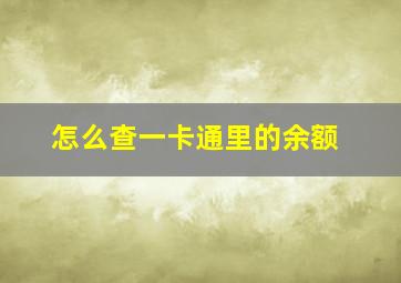 怎么查一卡通里的余额