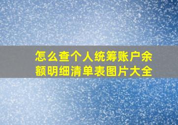 怎么查个人统筹账户余额明细清单表图片大全