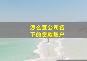 怎么查公司名下的贷款账户