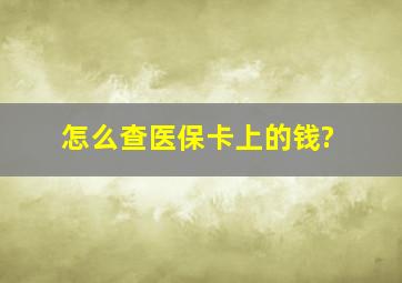 怎么查医保卡上的钱?