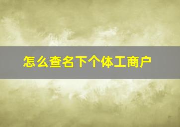 怎么查名下个体工商户