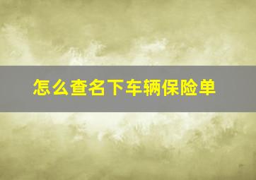 怎么查名下车辆保险单