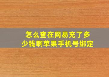 怎么查在网易充了多少钱啊苹果手机号绑定