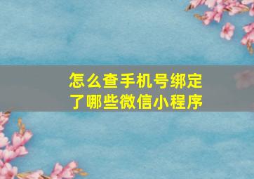 怎么查手机号绑定了哪些微信小程序