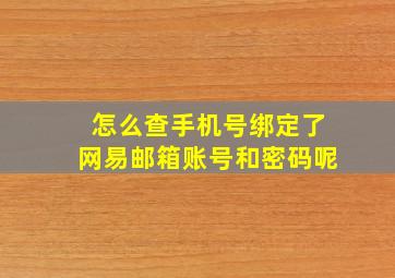 怎么查手机号绑定了网易邮箱账号和密码呢