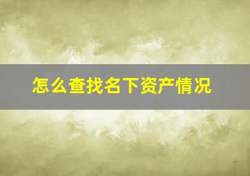 怎么查找名下资产情况