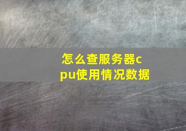 怎么查服务器cpu使用情况数据