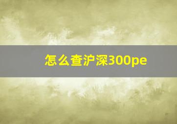 怎么查沪深300pe