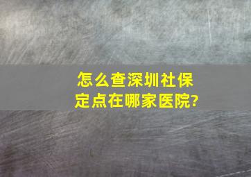 怎么查深圳社保定点在哪家医院?