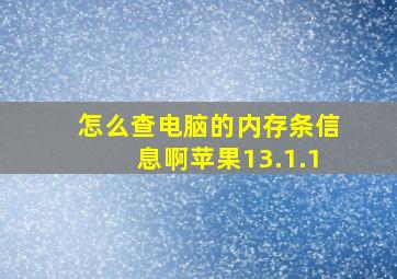 怎么查电脑的内存条信息啊苹果13.1.1