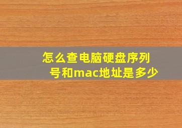 怎么查电脑硬盘序列号和mac地址是多少