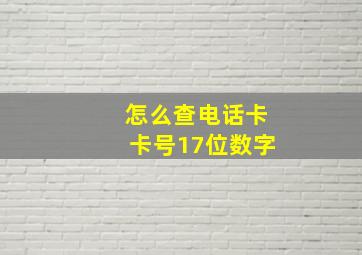 怎么查电话卡卡号17位数字