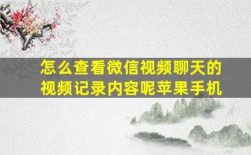 怎么查看微信视频聊天的视频记录内容呢苹果手机