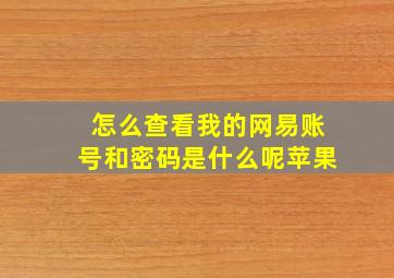 怎么查看我的网易账号和密码是什么呢苹果